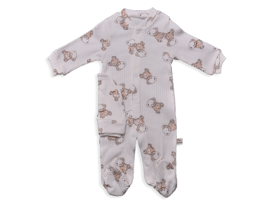 UNİSEX 3-9 AY AYI BASKILI TULUM