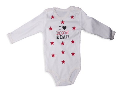 UNİSEX 3-5 YAS UZUN KOLLU BADİ/ I LOVE MUM DAD Y