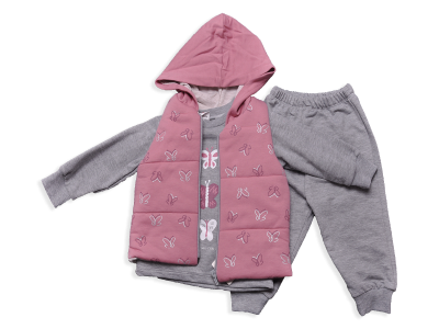 KIZ 12 Ay,18 Ay,24 Ay,3 Yaş 3LU TAKIM YELEKLİ KELEBEK