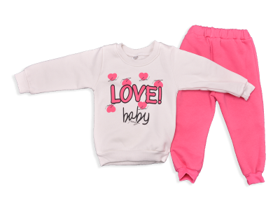 KIZ 2-5 YAS ÜÇ İPLİK LOVE BASKILI KIZ TAKIM